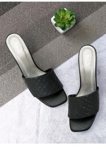 INC.5 women  Black Textured Open Toe Heels