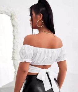 Off-Shoulder Puff Sleeve Crop Top