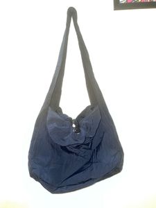 Navy Nylon Drawstring Shoulder Bag