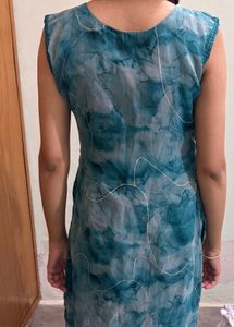 Sea Green Organza Kurti For Women