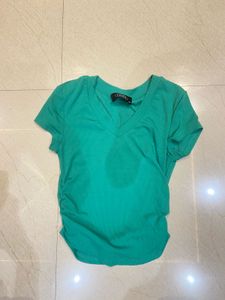Cider Green Ruched V-Neck Top