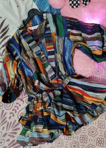 Casual Puff Sleeves Printed Rayon Women Top