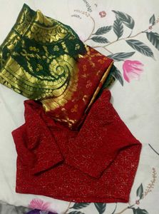 Red and Green Lehenga Choli Set