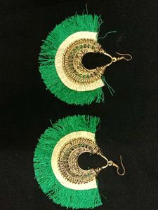 Green Tassel Earrings