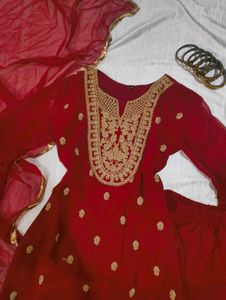 Hot Red Heavy Garara Suit ❤️
