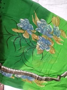 Triple Green Floral Saree With Blouse