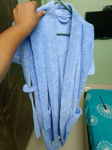 Girl Blue Robe And Chappal