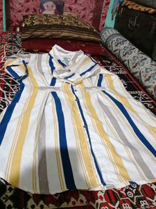 Striped Button-Down Shirt Frock