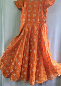 Orange Embroidered Gown + Leggings Duppata