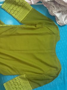 Green Embroidered Chikankari Georgette Kurta