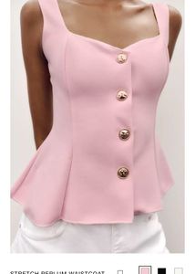Pink Button-Down Tank Top