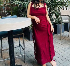Burgundy Shimmer Evening Gown