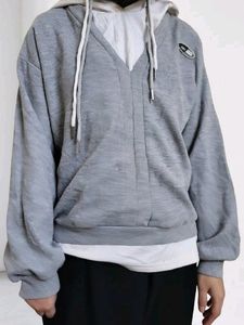 Grey Hoodie Double Drawstring