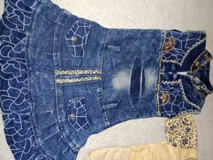 Kids Denim Dress &amp; Floral Set