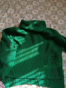 Green Turtleneck Knit Sweater