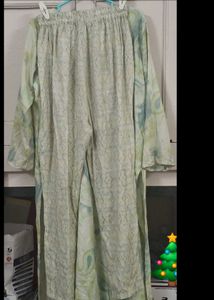 Elegant Light Green Kurta Set With Pants