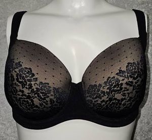 Black Floral Lace Bra (size: 34 G)