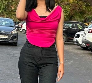 Pink Cowl Neck Top