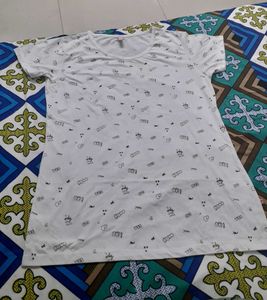White Graphic Print Tee