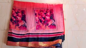 Elegant Pink Printed Saree