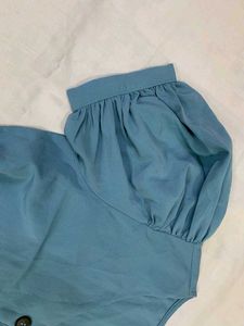 Cute Blue Puff Sleeve Dress