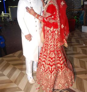 Red & Gold Embroidered Lehenga