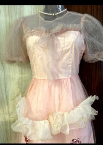 Vintage Pink Ruffled Party Dress❤️🌸