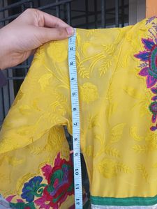 Yellow Kurta With Beautiful Pink Ombre Dupatta