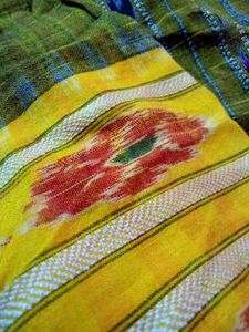Vintage Teal &amp; Yellow Saree