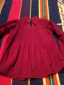 Maroon Pleated Top