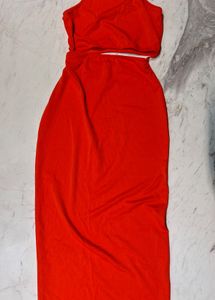 Chic Orange Cutout Dress