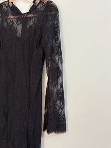 MANGO Black Lace Maxi Dress