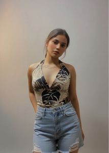 Leaf Print Halter Top Offer