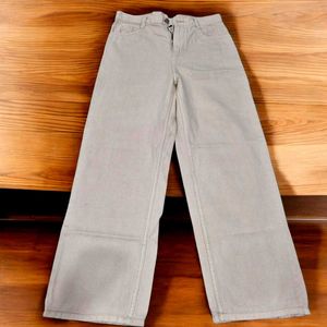 Cream High-Waist Wide-Leg Denim Jeans for Women