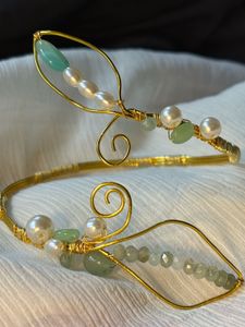 Gold Tone Leaf Arm Cuff Bracelet