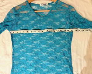 Turquoise Lace Long Sleeve Top