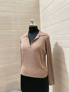 Calvin Klein Ribbed Knit Long Sleeve Top