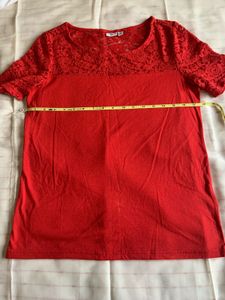 ONLY Women Red Lace Top