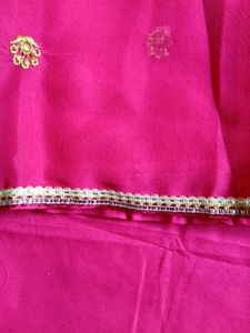 Pink Colour Golden Zardosi Work Dress Material
