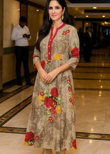 Elegant Beige Floral Printed Kurti 🌸