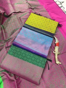 Green &amp; deep pink Silk Saree