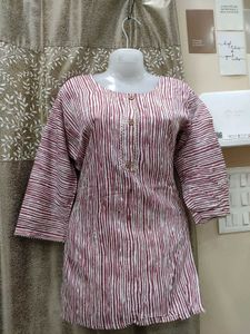 Striped Cotton Short Kurti