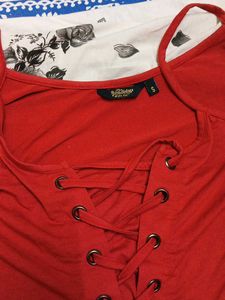 Red Lace-Up Tank Top