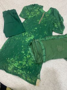 Dark Green Colour Sitara Wark Pent Suite