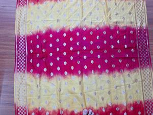 36) Red &amp; Yellow Bandhani Dupatta