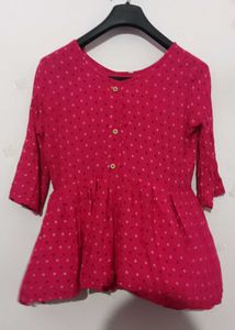 Bandhani Print Pink Short Kurti