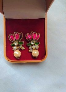 Lotus Pearl Drop Earrings