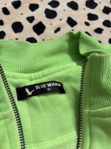 Women Lime Green Hooded Crop Jackets