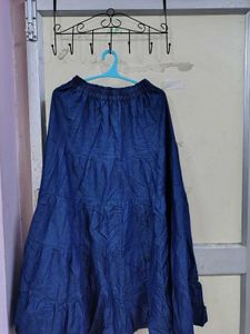 Denim Tiered Maxi Skirt