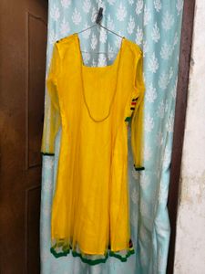 Yellow Tulle Anarkali Kurta
